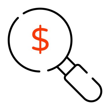 Büyüteç altında dolar, finansal arama simgesi 