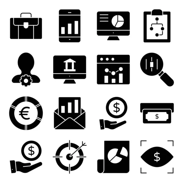 Pack Mit Infografik Solid Icons — Stockvektor