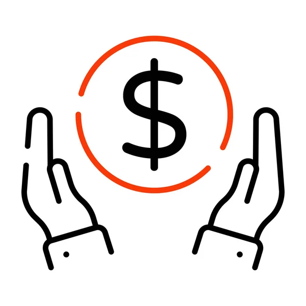 Dólar Dentro Das Mãos Ícone Cuidado Móvel — Vetor de Stock
