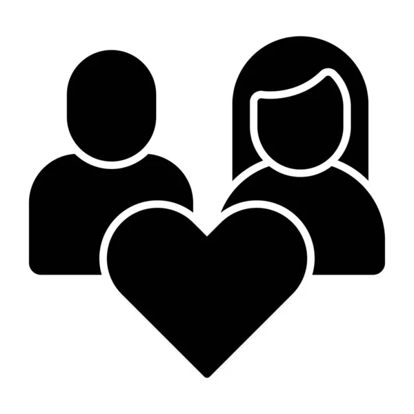 Homme Femme Avec Cœur Icône Couple — Image vectorielle