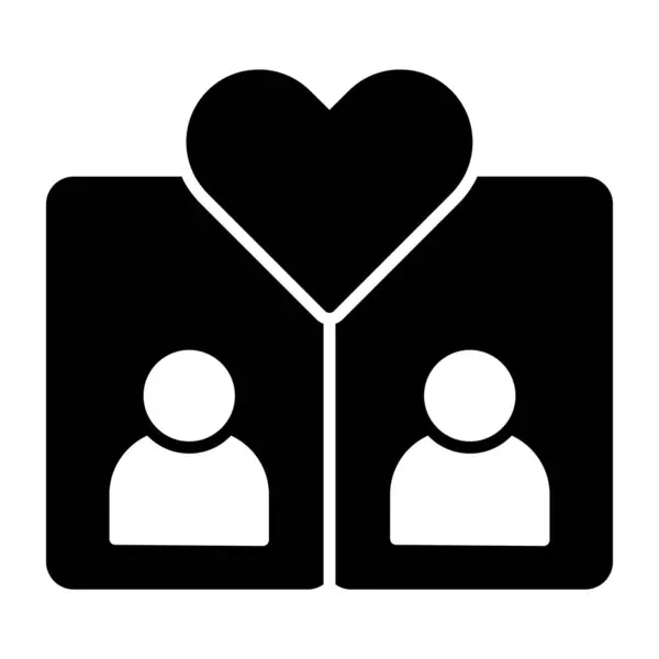 Homme Femme Avec Cœur Icône Couple Aimant — Image vectorielle