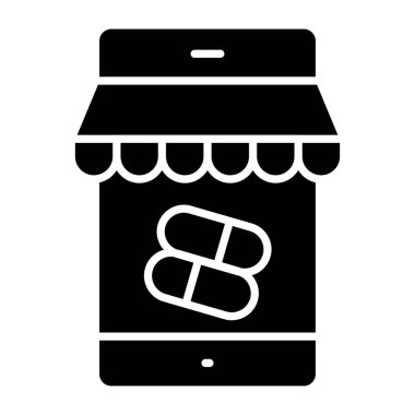 Benzersiz dizayn edilmiş mobil eczane simgesi 