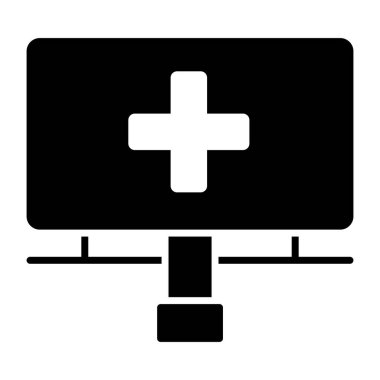 Katı dizayn edilmiş yön sonrası simgesi, tıbbi kurul vektörü