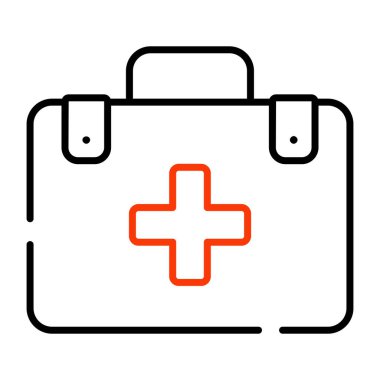 Tıbbi acil durum ikonu, ilk yardım kutusunun vektör tasarımı