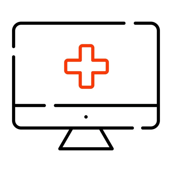 Medicinsk Skylt Inuti Monitor Betecknar Begreppet Online Hälsovård — Stock vektor