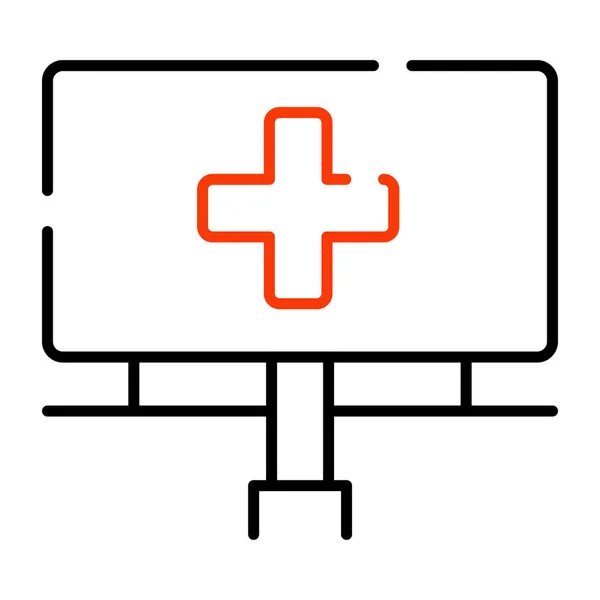 Ikona Słupka Kierunkowego Projekcie Liniowym Wektor Tablicy Medycznej — Wektor stockowy