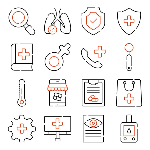 Pack Medication Line Icons — Stock Vector