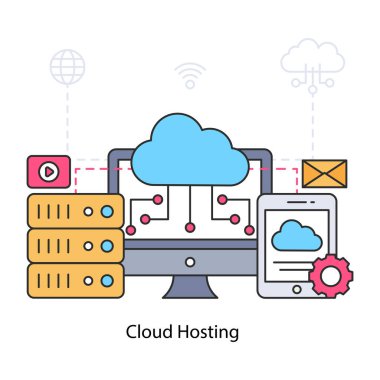 Bulut sunuculuğunun modern tasarım çizimi