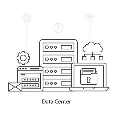 Veri merkezinin doğrusal tasarım çizimi