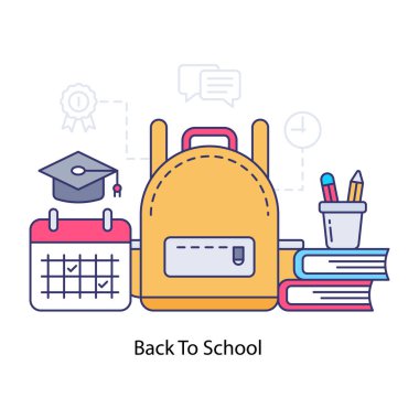 Tatil konsepti çiziminden sonra, okula dönüş vektör tasarımı