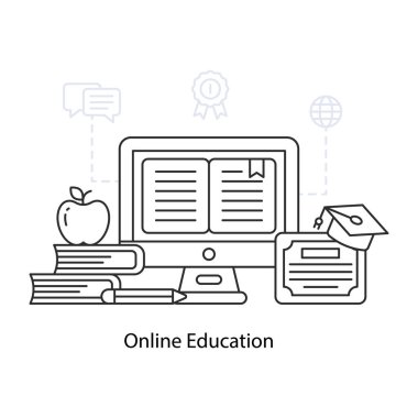 Online eğitimin düzenlenebilir tasarım illüstrasyonu