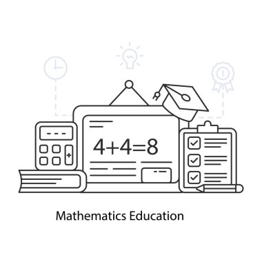 Matematik eğitimi illüstrasyonu, düzenlenebilir vektör 