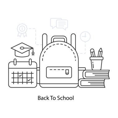 Tatil konsepti çiziminden sonra, okula dönüş vektör tasarımı