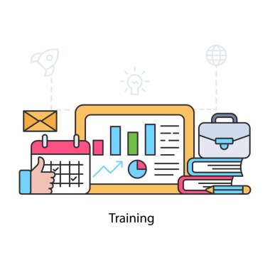 İş eğitimi illüstrasyonu, düzenlenebilir vektör