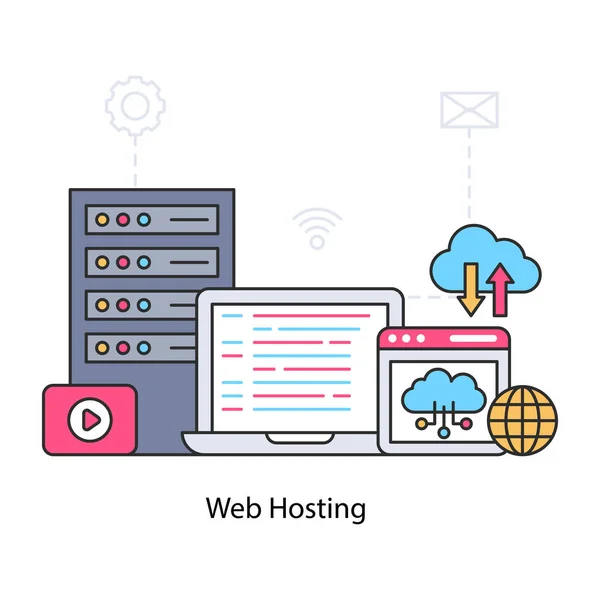 Uma Ilustração Design Editável Web Hosting —  Vetores de Stock