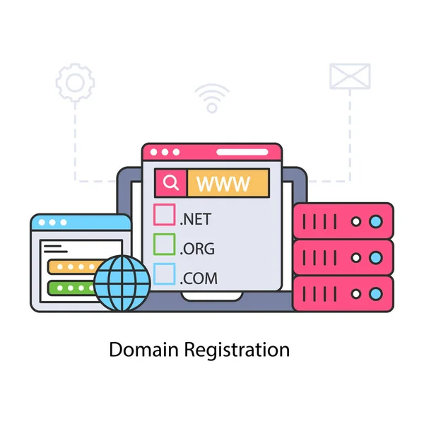 Eine Erstklassige Illustration Der Domainregistrierung Zum Download — Stockvektor