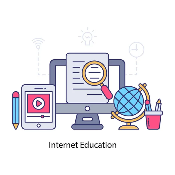 Desenho Ilustrativo Educação Internet — Vetor de Stock