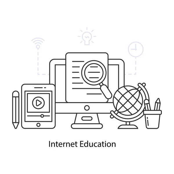 Desenho Ilustrativo Educação Internet — Vetor de Stock