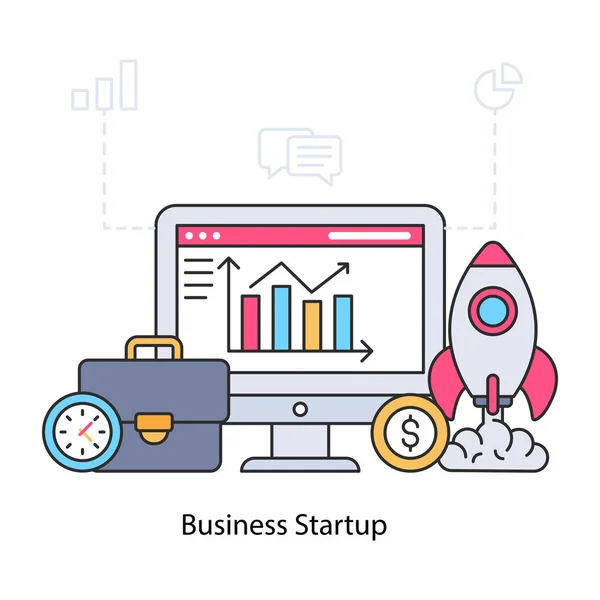 Illustrazione Della Startup Aziendale Vettore Modificabile — Vettoriale Stock