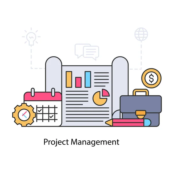 Project Management Illustration Editable Vector — Stock Vector
