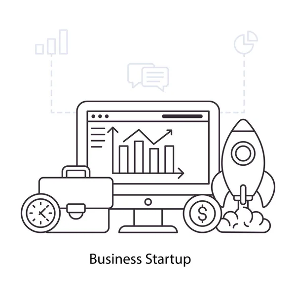 Иллюстрация Запуска Бизнеса Редактируемый Вектор — стоковый вектор