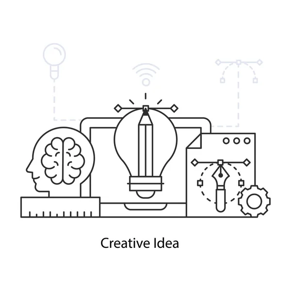 Crayon Intérieur Ampoule Montrant Concept Idée Créative — Image vectorielle