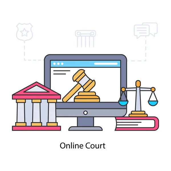 Μοντέρνο Σχεδιασμό Εικονογράφηση Του Online Δικαστήριο — Διανυσματικό Αρχείο