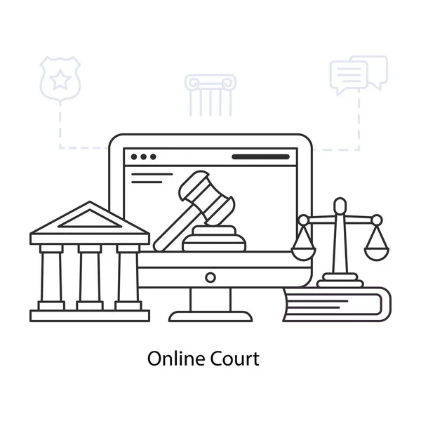 Μοντέρνο Σχεδιασμό Εικονογράφηση Του Online Δικαστήριο — Διανυσματικό Αρχείο