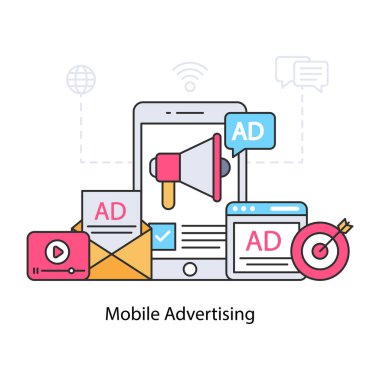 Mobil reklamcılığın mükemmel tasarım çizimi