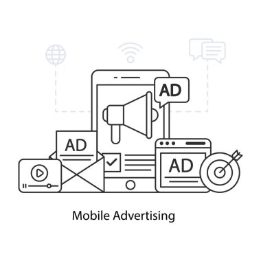 Mobil reklamcılığın mükemmel tasarım çizimi