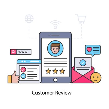 Müşteri incelemesinin moda tasarım illüstrasyonu