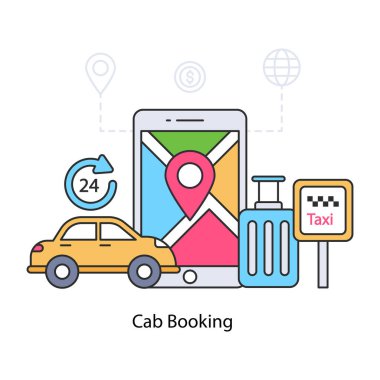 Taksi rezervasyonunun eşsiz bir tasarımı.