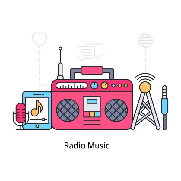 Editable Design Illustration Radio Music — Stock Vector