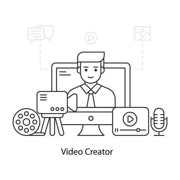 Una Ilustración Diseño Editable Del Creador Vídeo — Vector de stock