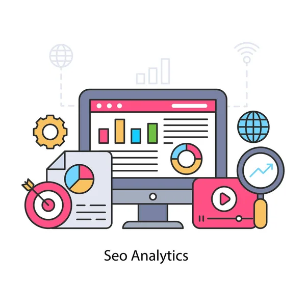 Seo Analytics Ilustração Vetor Editável — Vetor de Stock