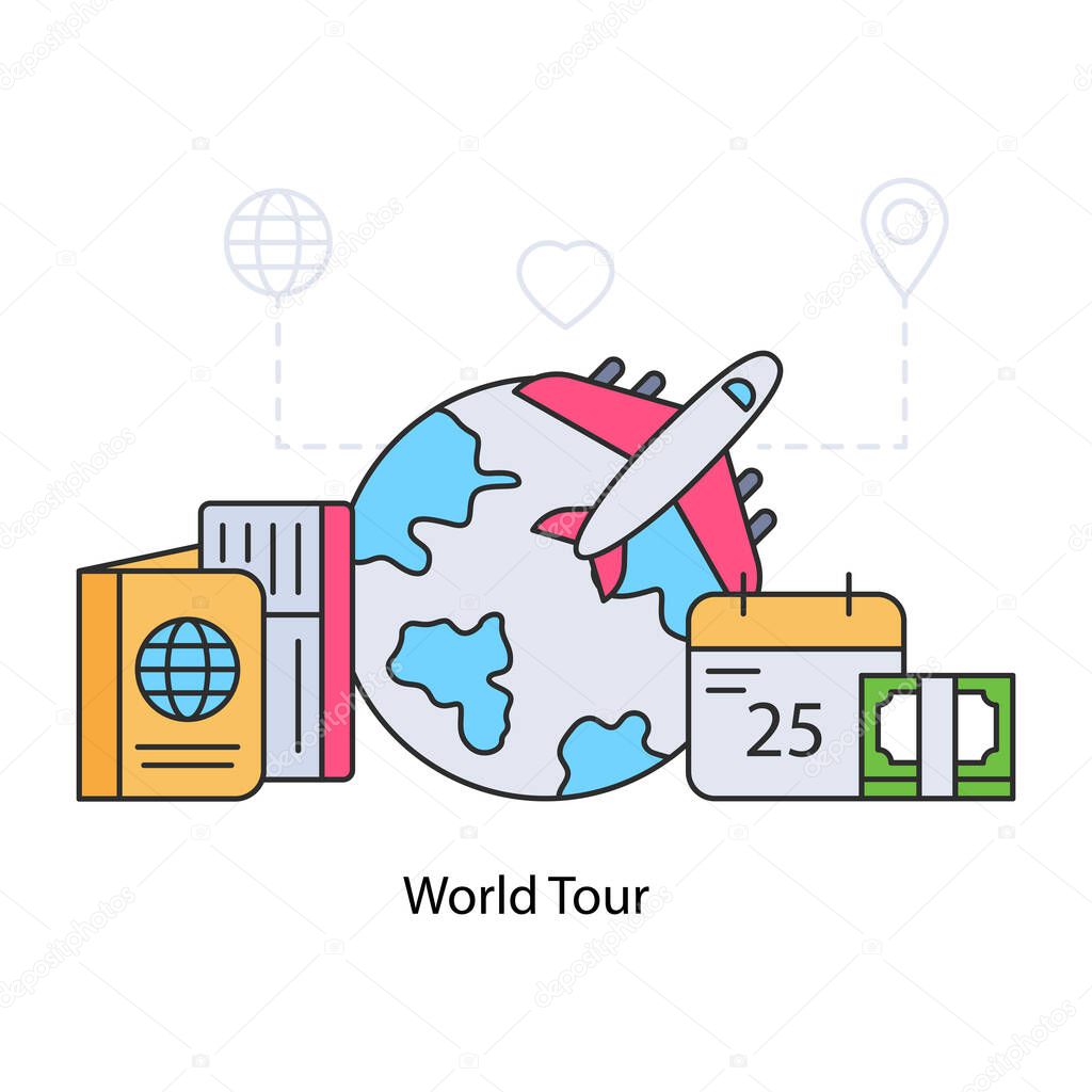 A perfect design illustration of world tour