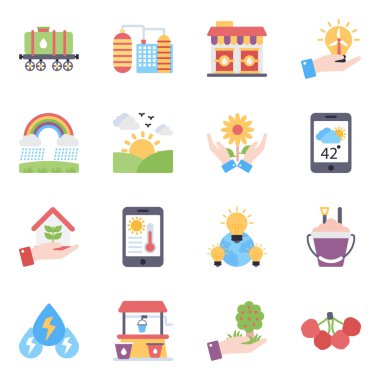 Parlak renklerle güzel bir doğa sürüsü burada. Bu kümedeki her bir simge eşsiz, tutarlı ve moderndir, ayrıca düzenlenebilir kaliteye sahiptir. Bu paketi tut ve tasarımın tadını çıkar.