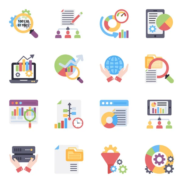 Presenting Set Flat Icons Conceptualizing Business Data Vectors Vector Icons — Stock Vector