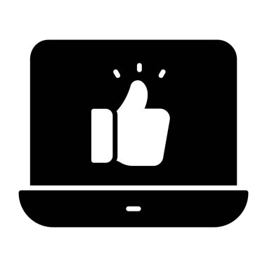 Bilgisayarın içinde başparmaklar yukarı, çevrimiçi geribildirim vektör tasarımı