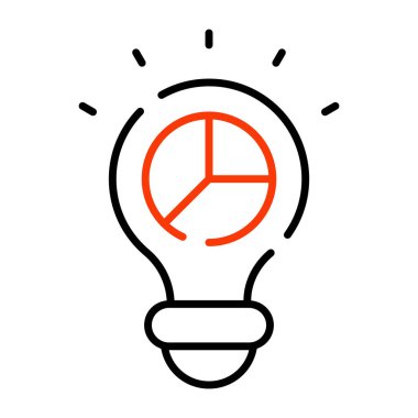 Ampulün içindeki pasta grafiği, iş fikri simgesi 