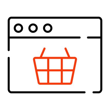 Sepet web sayfasında, web alışveriş simgesi
