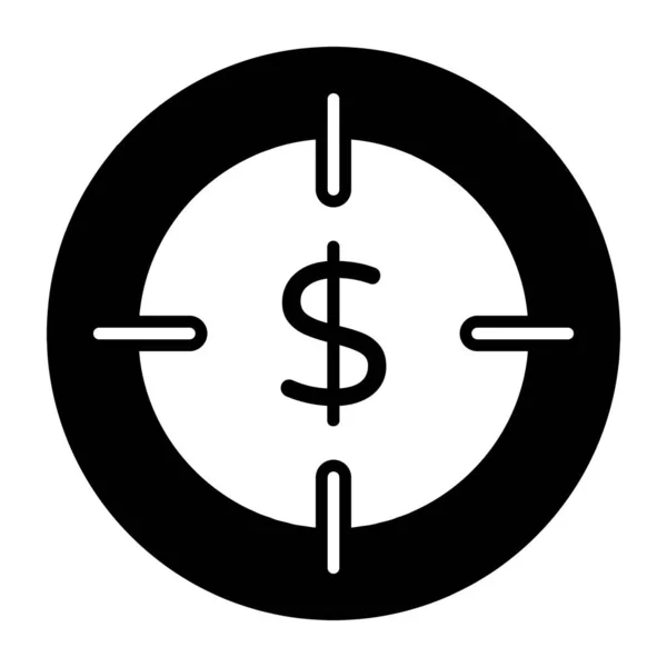 Dollar Sous Loupe Icône Cible Financière — Image vectorielle