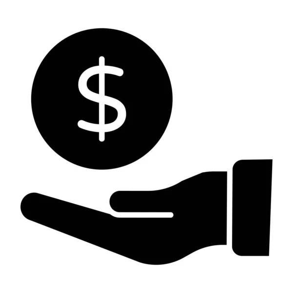 Ícone Mão Dando Dinheiro Design Sólido —  Vetores de Stock