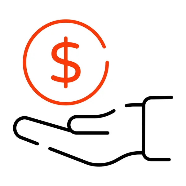 Ícone Mão Dando Dinheiro Design Sólido — Vetor de Stock