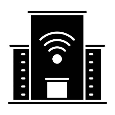 Wi-Fi sinyalli mimari akıllı yapı kavramını gösteriyor