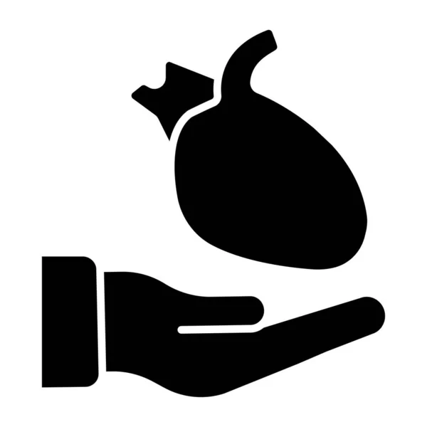 Corazón Mano Que Denota Concepto Cuidado Del Corazón — Vector de stock