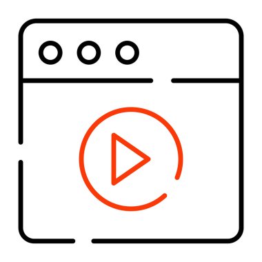 Düz tasarımda Web video simgesi