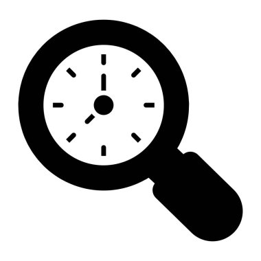 Büyüteç altındaki saat, zaman araştırma simgesi