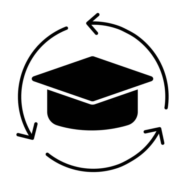 Mortarboard Com Setas Mostrando Ícone Reciclagem Educação — Vetor de Stock