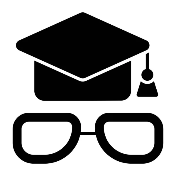Mortarboard Glasses Icon Educational Accessories — Stock Vector
